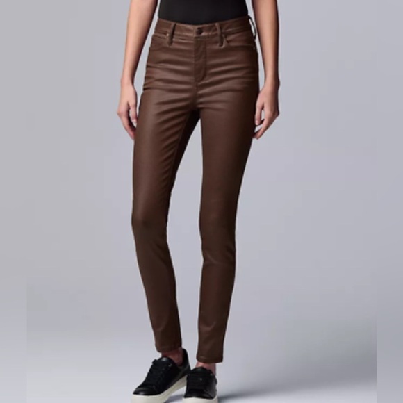 Simply Vera Vera Wang Powerstretch Coated Skinny Jeans - Picture 1 of 7